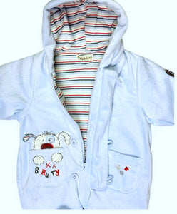 Baby Boys Blue Little Puppy Embroidery Padded Hooded Snowsuits