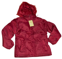 Load image into Gallery viewer, Ladies Red Faux Fur Trim Removeable Hood Winter Coat