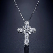 Load image into Gallery viewer, Unisex 925 Sterling Silver Cross Crystal Pendant & Chain