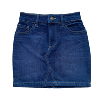 Load image into Gallery viewer, Girls Mid Blue & White High Rise Cotton Denim Jeans Mini Skirts