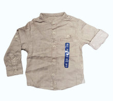 Load image into Gallery viewer, Boys Toddlers Beige Cotton Stand Collar Button Long Sleeve Shirts