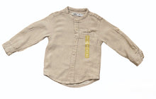 Load image into Gallery viewer, Boys Toddlers Beige Cotton Stand Collar Button Long Sleeve Shirts