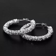 Load image into Gallery viewer, Ladies Elegant Silver Chunky Mesh Layered Dazzling Cut Clip Hoop Earrings