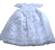 Load image into Gallery viewer, Baby Girls Toddlers Satin Mesh Embroidered Lace Baptism + Hood Christening Gown