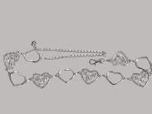 Load image into Gallery viewer, Ladies Silver Chain Crystal Heart Cutout Butterfly Adjustable Waistband Belts