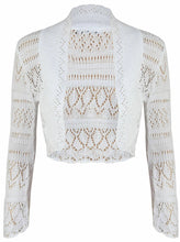 Load image into Gallery viewer, Girls Red & White Crochet Knitted Bolero Shrug Cardigan