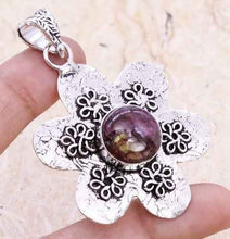 Load image into Gallery viewer, Ladies Sterling Silver Color Labradorite 925 Silver Pendant Link Chain Necklace