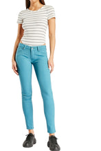 Load image into Gallery viewer, Ladies Light Teal Low Waist Cotton Rich Stretchy Jeans