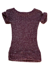 Load image into Gallery viewer, Girls Burgundy Loose Knit Roll Cap Sleeve Hem Tunic Long Jumper