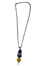 Load image into Gallery viewer, Ladies 925 Silver Plated Onyx Blue Marl Yellow Onyx Stone Pendant Chain Necklace