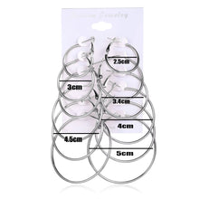 Load image into Gallery viewer, Ladies Girls Silver Round Smooth 6 Piece Hoop Earring Set