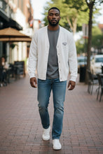 Load image into Gallery viewer, Mens Ivory Anti Blue Soft Knitted Cotton Rich Ribbed V-Neck Longsleeve Cardigan
