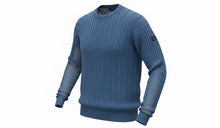 Load image into Gallery viewer, Mens Blue Ribbed Crew Neck Cotton Rich Knit Longsleeve Jumper