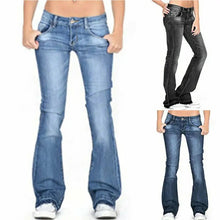 Load image into Gallery viewer, Ladies Low Waist Wash Crinkle Effects Stretchy Cotton Rich Bootcut Womens Jeans