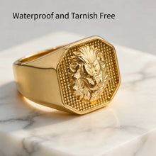 Load image into Gallery viewer, Mens Gold Plated 316L Stainless Steel Lion Head Waterproof Hypoallergenic Ring
