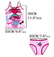 Load image into Gallery viewer, Girls Pink Trolls Soft Cotton 2Pk Sleeveless Vest Cami Top & Matching Brief Sets