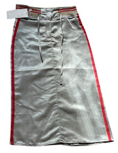 Load image into Gallery viewer, Girls Metallic Gold Thick Elasticated Waist Belted Side Stripe Midi Skirts