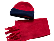 Load image into Gallery viewer, Boy Girls Red Scarf & Navy Trim Harry Potter Soft Fleece Warm Cap & Scarf sets