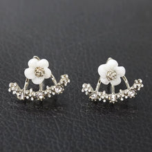 Load image into Gallery viewer, Ladies Double Sided Branch Flower Crystals Stud Earrings