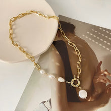 Load image into Gallery viewer, Ladies Elegant Stainless Steel Chain Baroque Pearl Pendant Party Necklace