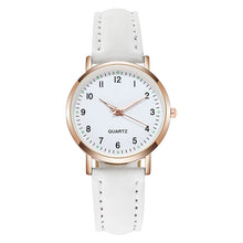 Load image into Gallery viewer, Ladies White Round Rose Gold Trim Quartz Diamond Studded Luminous Wristwatch