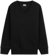 Load image into Gallery viewer, Boys Girls Black V Neck Fleece Pullover Casual School Jumper 2 Pack Sweatshirts