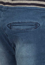 Load image into Gallery viewer, Boys Minoti Blue Stonewash Cotton Ribbed Elasticated Waist Denim Jeans