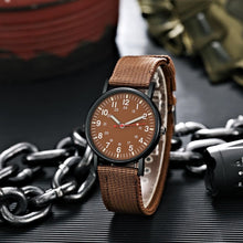 Load image into Gallery viewer, Mens Military Luminous Shock Resistant Sports Brown Canvas Strap Wrist Watch