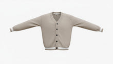 Load image into Gallery viewer, Mens Beige White Trim Cotton Rich V-Neck Longsleeve Cardigan