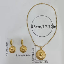 Load image into Gallery viewer, Ladies 18K Gold Plated Round Smooth Cutout Great Wall Earrings Necklace Set