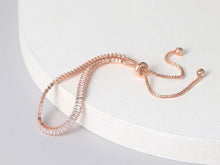 Load image into Gallery viewer, Ladies Rose Gold Sparkling Tennis Crystal Adjustable Bracelet