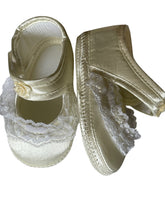 Load image into Gallery viewer, Baby Girls Ivory Lace Floral Rosebuds Booties Satin Christening Party Soft Shoes