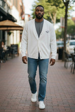 Load image into Gallery viewer, Mens Ivory Anti Blue Soft Knitted Cotton Rich Ribbed V-Neck Longsleeve Cardigan