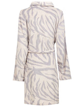 Load image into Gallery viewer, Womens Luxury Soft Fleece Grey Zebra Print Hooded Dressing Gown