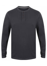 Load image into Gallery viewer, Mens Washed Long Sleeve Soft Touch 3 Button Cotton Jersey T-shirt
