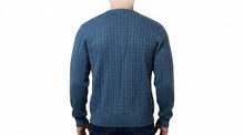 Load image into Gallery viewer, Mens Blue Ribbed Crew Neck Cotton Rich Knit Longsleeve Jumper