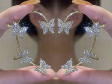 Load image into Gallery viewer, Ladies Butterfly Sparkling Rhinestones Clips Without Piercing Cuff Clip Earrings