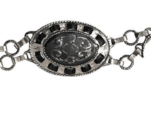 Load image into Gallery viewer, Ladies Silver Vintage Round Floral Centre Bar Interlink Chain Link Fashion Belts