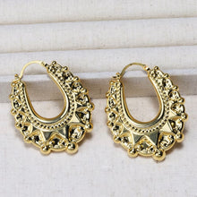 Load image into Gallery viewer, Ladies Gold Plated Retro Crown Stitching U-shape Stainless Steel Creole Earrings