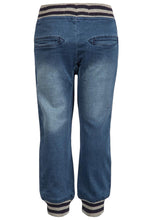 Load image into Gallery viewer, Boys Minoti Blue Stonewash Cotton Ribbed Elasticated Waist Denim Jeans