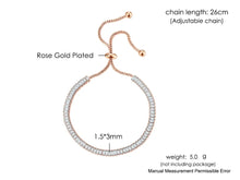 Load image into Gallery viewer, Ladies Rose Gold Sparkling Tennis Crystal Adjustable Bracelet