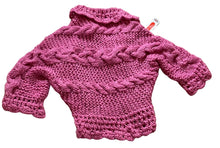 Load image into Gallery viewer, Girls Pink Soft Knitted Front Tie Handmade Crochet Scallop Edges Cardigan