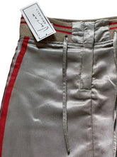 Load image into Gallery viewer, Girls Metallic Grey Thick Elasticated Waist Belted Side Stripe Midi Skirts