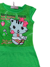 Load image into Gallery viewer, Girls Lime Green Kitty Cap Sleeve Top & Leggings Sets