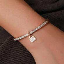 Load image into Gallery viewer, Ladies Luxury Crystal Lock Pendant Titanium Steel Bracelet Bangles
