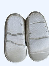 Load image into Gallery viewer, Baby Unisex Ivory Bow Tie Ribbon Christening Baptism Satin Soft Footie Pram Shoe