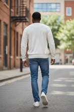Load image into Gallery viewer, Mens Ivory Anti Blue Soft Knitted Cotton Rich Ribbed V-Neck Longsleeve Cardigan