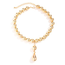 Load image into Gallery viewer, Ladies Gold Round Ball Bead Drop Pendant Chocker Necklace
