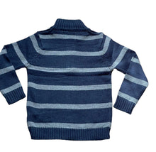 Load image into Gallery viewer, Boys Ribbed High Neck Striped Long Sleeve Half Zip Front Jumpers