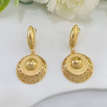 Load image into Gallery viewer, Ladies 18K Gold Plated Round Smooth Cutout Great Wall Earrings Necklace Set